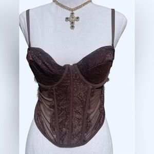 Faded Rose Brown Lace Corset Top 🤎